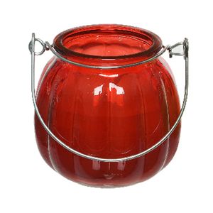 Citronella kaars - glas - rood - 15 branduren - D8 x H8 cm