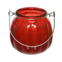 Citronella kaars - glas - rood - 15 branduren - D8 x H8 cm - thumbnail