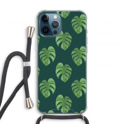 Monstera leaves: iPhone 12 Pro Transparant Hoesje met koord