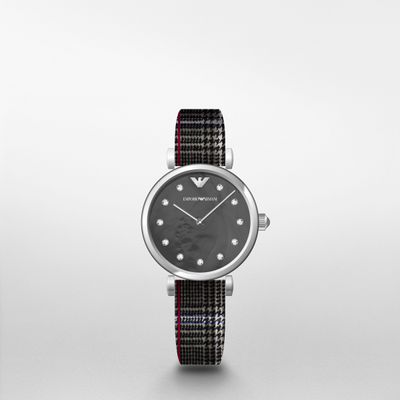 Horlogeband Armani AR11343 Nylon/perlon Grijs 12mm