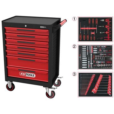 KS Tools 897.7215 Werkplaatswagen Plaatstaal Kleur (specifiek): Zwart, Rood
