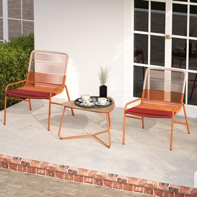 3-delig Tuinmeubelset Rattan Balkonmeubels met 2 Stoelen en Tafel tuin Zitgroep Tuingarnituur