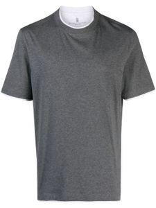 Brunello Cucinelli t-shirt en coton à effet superposé - Gris