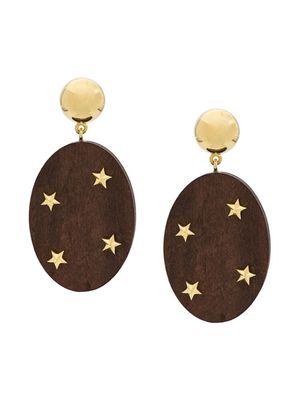 Eshvi boucles d'oreilles pendantes en bois à étoiles - Marron