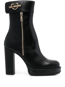 Love Moschino bottes en cuir à plaque logo 110 mm - Noir