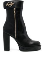 Love Moschino bottes en cuir à plaque logo 110 mm - Noir