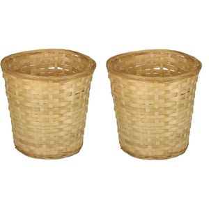 2x Ronde rieten/bamboe mand 25 x 24 cm