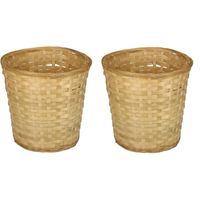 2x Ronde rieten/bamboe mand 25 x 24 cm