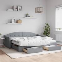 Slaapbank met onderschuifbed en lades 90x200 cm stof lichtgrijs