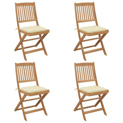 Tuinstoelen 4 st inklapbaar met kussens massief acaciahout