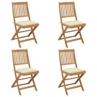 Tuinstoelen 4 st inklapbaar met kussens massief acaciahout