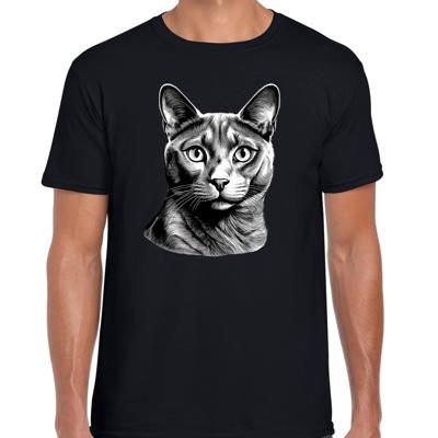 Cadeau/verkleed T-shirt heren - zwart - Blauwe Rus kat/poes - kattenliefhebber