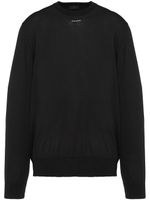 Prada pull en laine à logo intarsia - Noir