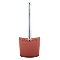 MSV Toiletborstel in houder/wc-borstel Aveiro - PS kunststof/rvs - terracotta/zilver - 37 x 14 cm   - - thumbnail