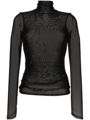 Cinq A Sept t-shirt en tulle à ornements en cristal - Noir