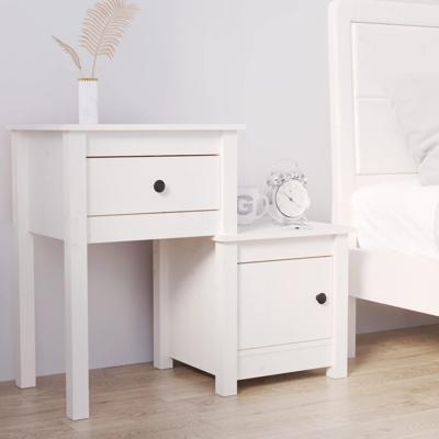 Nachtkastje 79,5x38x65,5 cm massief grenenhout wit