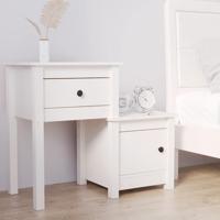 Nachtkastje 79,5x38x65,5 cm massief grenenhout wit