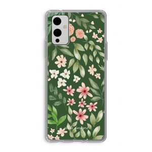 Botanical green sweet flower heaven: OnePlus 9 Transparant Hoesje