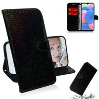 Voor Galaxy A50s effen kleur kleurrijke magnetische Buckle horizontale Flip PU lederen draagtas met houder & kaartsleuven & portemonnee & Lanyard (zwa