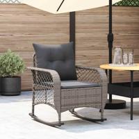 Tuinschommelstoel met kussens poly rattan grijs