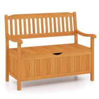 Houten Tuinbank met Opbergruimte Houten Bank voor 2-zits Belastbaar tot 360 kg Zitbank voor Tuin Balkon Terras Naturel