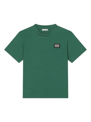 Dolce & Gabbana Kids t-shirt à plaque logo - Vert