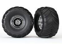 Traxxas - Tires & wheels, assembled, glued (chrome wheels, Terra Groov, TRX-3663X (TRX-3663X)
