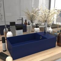 Wastafel met overloop keramiek donkerblauw Wastafel met overloop keramiek donkerblauw