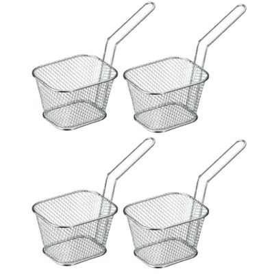 8x stuks frituur stijl serveer mandje van staal 15 x 8 cm