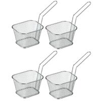 8x stuks frituur stijl serveer mandje van staal 15 x 8 cm