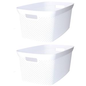 2x Witte wasmanden 35 liter 34 x 54 x 23 cm huishouden