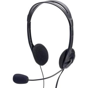 ednet 83022 On Ear headset Computer Kabel Stereo Zwart