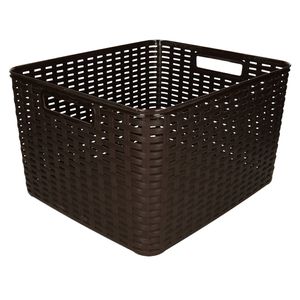 Plasticforte Opbergmand - Kastmand - rotan kunststof - donkerbruin - 28 Liter - 34 x 40 x 23 cm - Opbergmanden