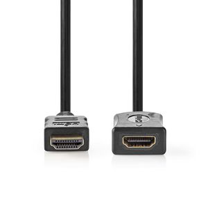 Nedis High Speed HDMI-Kabel met Ethernet | HDMI Connector | HDMI Female | 4K@30Hz | 10.2 Gbps | 5.00 m | Rond | PVC | Zwart | Label - CVGL34090BK50