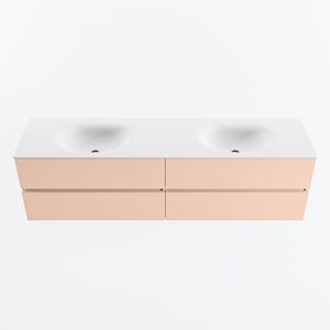 MONDIAZ VICA 180cm badmeubel onderkast Rosee 4 lades. Wastafel MOON dubbel 2 kraangaten, kleur Talc.