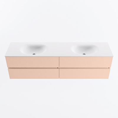 MONDIAZ VICA 180cm badmeubel onderkast Rosee 4 lades. Wastafel MOON dubbel 2 kraangaten, kleur Talc.