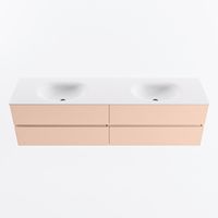 MONDIAZ VICA 180cm badmeubel onderkast Rosee 4 lades. Wastafel MOON dubbel 2 kraangaten, kleur Talc.