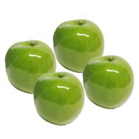 Kunstfruit decoratie appels - 4x stuks - ongeveer 9 cm - glimmend groen