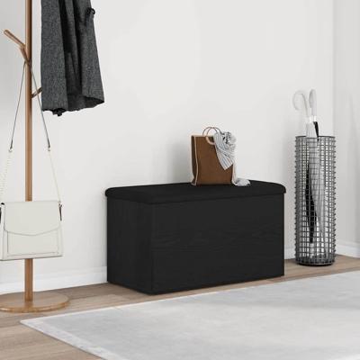 Opslagbank met kussen Zwart Eiken 82 x 42 x 45 cm Bewerkt hout