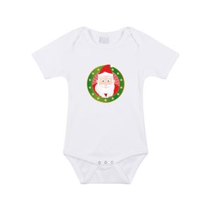 Kerst rompertje met Kerstman print wit baby 92 (18-24 maanden)  -