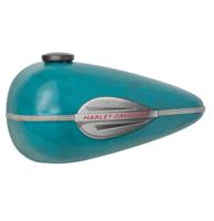 Harley-Davidson Distressed Scale Model Benzinetank Metalen Wand Decor Blauw Turquoise HDL-15521 LAATSTE STUKS