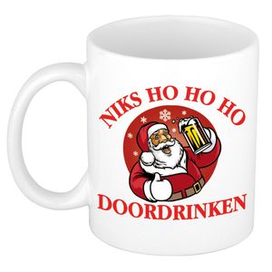 Grappige Kerst mok/beker - niks ho ho ho doordrinken - wit