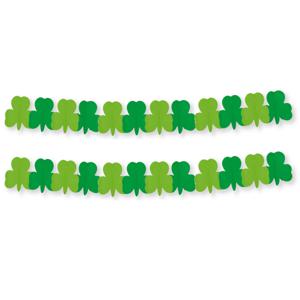 Klavertje drie shamrocks slinger - 2x - Ierland Sint Patricksday thema - 300 cm - versiering