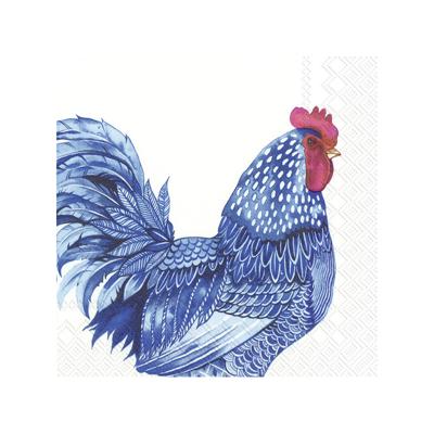 Feest servetten kip - 20x Blauw - 3-laags - Pasen/Lente - 33 x 33 cm