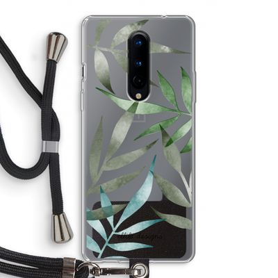 Tropical watercolor leaves: OnePlus 8 Transparant Hoesje met koord