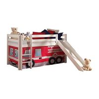 Vipack halfhoogslaper Pino met glijbaan en brandweerset - wit