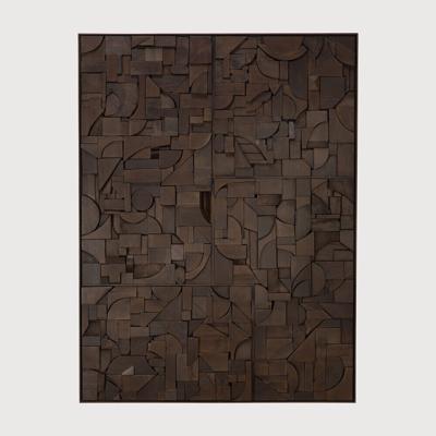 Ethnicraft Wandpaneel 'Bricks' Teakhout, 90 x 120cm, kleur Donkerbruin