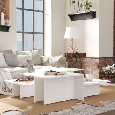 Salontafels 2 st 111,5x50x33 cm bewerkt hout wit
