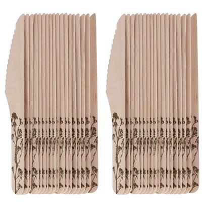 Esschert Design Messen - hout - 40x - kruidenopdruk - 16 cm - BBQ/Verjaardag/Camping/Party