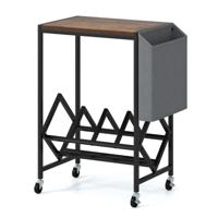 Rolbare Platenspelerstandaard Vinylplatenkast met Opbergruimte voor Vinylplaten en Tijdschriftenhouder